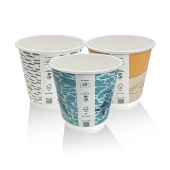 8oz Aqueous Coated Double Wall Cup /Art Series One -lid -Fits -All 500pc/ctn