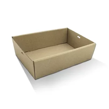 Brown Corrugated Rectangle Catering Tray Small H:50mm, 100pc/ctn