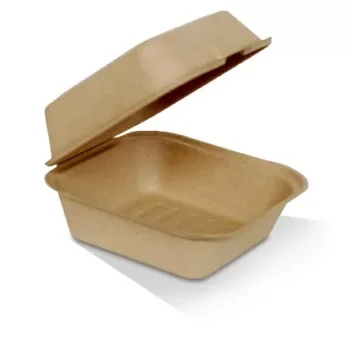 Unbleached Sugarcane Clamshell Hamburger 6” 400pc/ctn