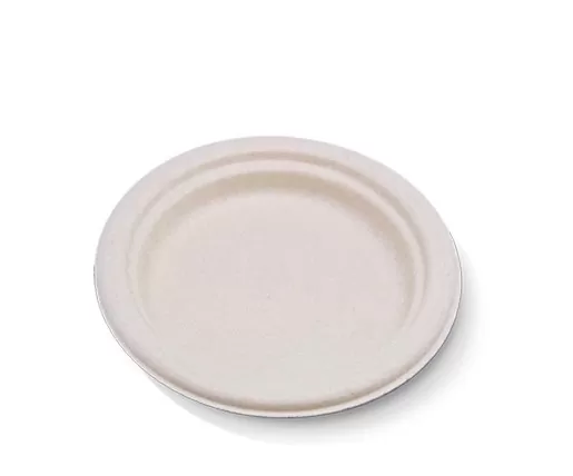 Unbleached Sugarcane Round Plate 9″ 500pc/ctn