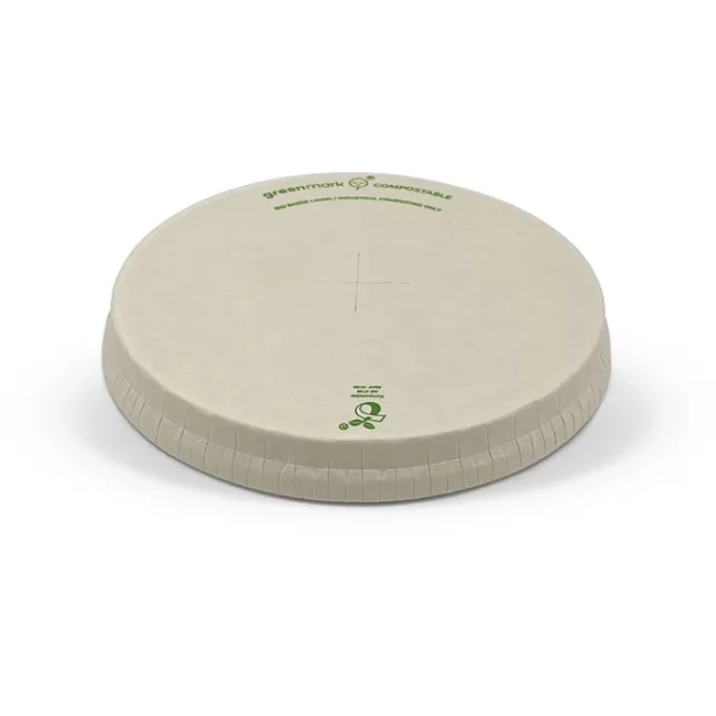 BioPBS Coated Bamboo Paper FLAT LID/X slot 90mm 1000pc/ctn