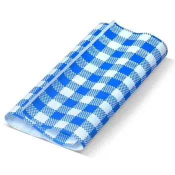 #Gingham printed greaseproof paper Blue 190 x 300