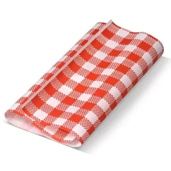 #Gingham printed greaseproof paper Red 190 x 300mm – 200/ream