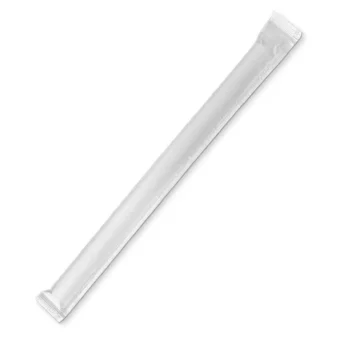 Paper Straw Bubble Tea-Plain White-Individually Wrapped 1000pc/ctn
