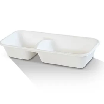 2 Compartment Sugarcane Tray 400pc/ctn