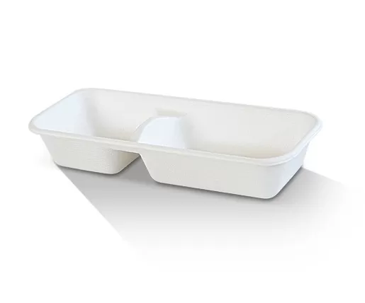 2 Compartment Sugarcane Tray 400pc/ctn