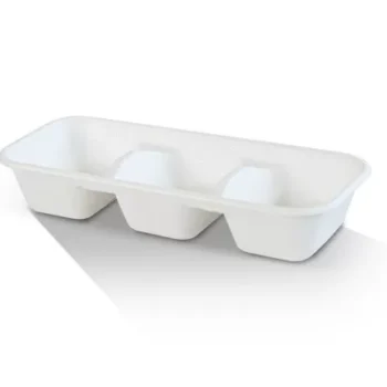 3 Compartment Sugarcane Tray 400pc/ctn