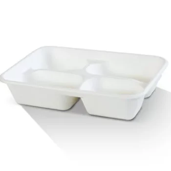 4 Compartment Sugarcane tray 300pc/ctn