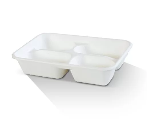 4 Compartment Sugarcane tray 300pc/ctn