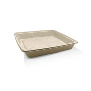 UNBLEACHED SUGARCANE CATERING TRAY WITH LIDS