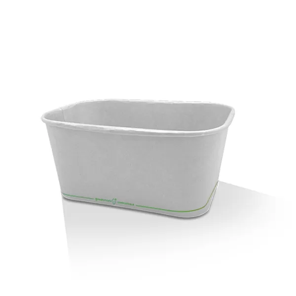 PLA Coated White Rectangular Container 1000ml 300pc/ctn