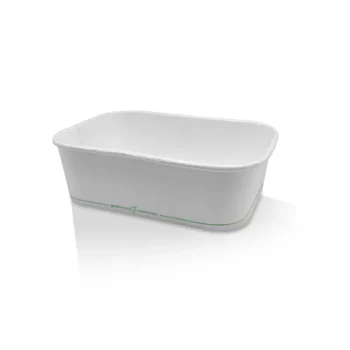 PLA Coated White  Rectangular Container 650ml 300pc/ctn